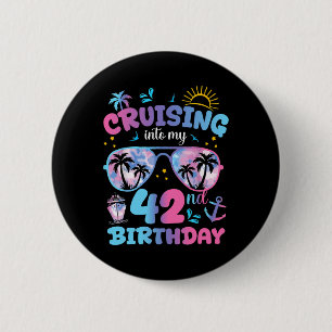 Chapa Redonda De 5 Cm Crucero de Tie Dye hacia mi cumpleaños número 42 S