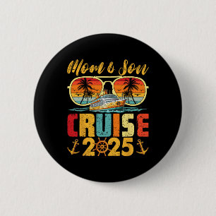 Chapa Redonda De 5 Cm Crucero Retro Vintage Mamá e Hijo 2025 Mamá Día de