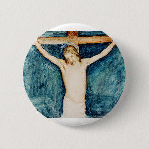 Chapa Redonda De 5 Cm Crucifixión del Retablo de la Iglesia