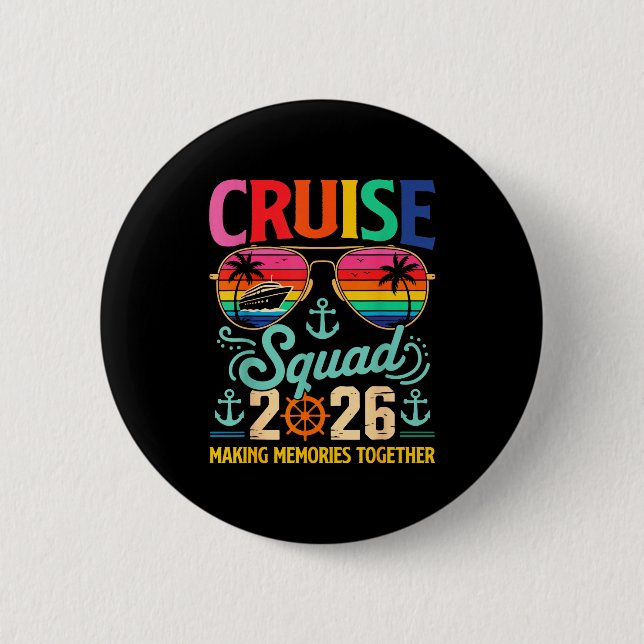 Chapa Redonda De 5 Cm Cruise Squad 2026 Family Group Matching Summer Vac (Anverso)