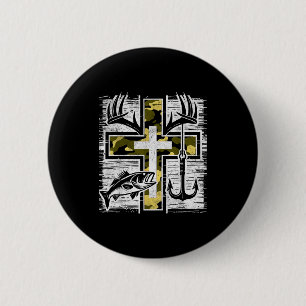 Chapa Redonda De 5 Cm Cruz B Gancho Camuflaje Pesca Caza Fe Cristiana 