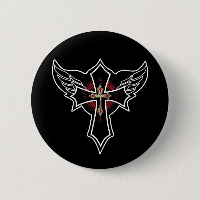 Chapa Redonda De 5 Cm Cruz cristiana (Anverso)