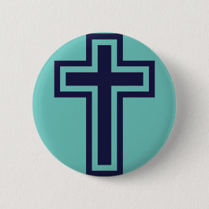 Chapa Redonda De 5 Cm Cruz cristiana azul diferentes variantes