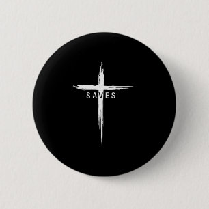 Chapa Redonda De 5 Cm Cruz Cristiana Genial Jesús Salva Hombres Mujeres