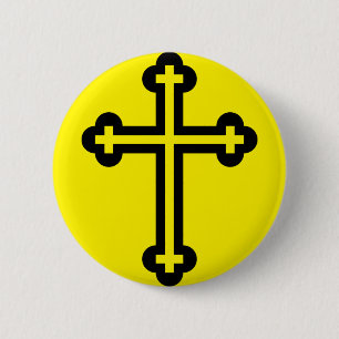 Chapa Redonda De 5 Cm Cruz cristiana negra