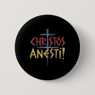 Chapa Redonda De 5 Cm Cruz cristiana ortodoxa Christos Anesti