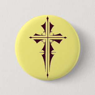 Chapa Redonda De 5 Cm Cruz cristiana púrpura
