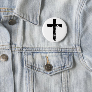 Chapa Redonda De 5 Cm Cruz de Cepillos Modernos - Cristiano Jesús Dios C