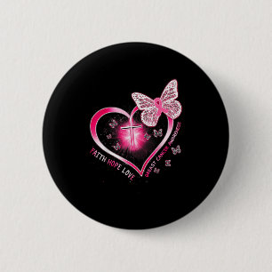 Chapa Redonda De 5 Cm Cruz de Mariposa Rosa Fe Esperanza Amor Cáncer de 