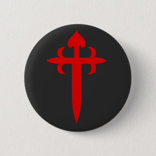 Chapa Redonda De 5 Cm Cruz de Santiago El Emblema Rojo en Forma de Espad