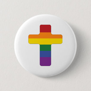 Chapa Redonda De 5 Cm Cruz del orgullo arcoiris