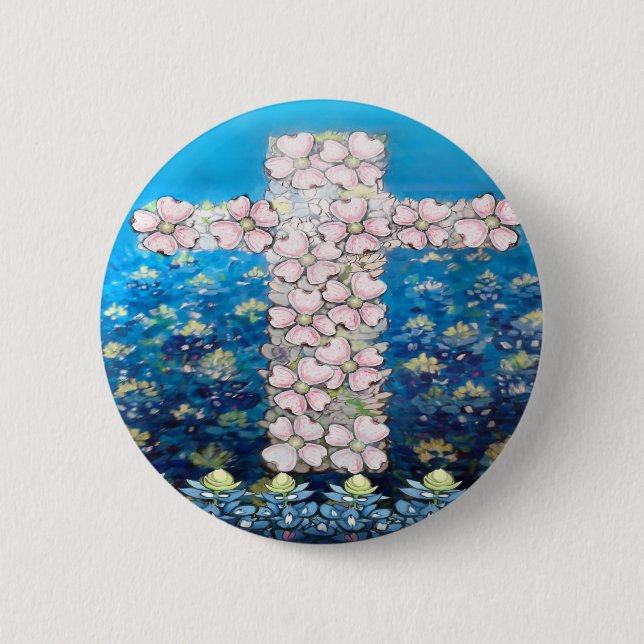 Chapa Redonda De 5 Cm Cruz floral (Anverso)