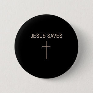 Chapa Redonda De 5 Cm Cruz Jesús Salva Fe Cristiana Minimalista Religios