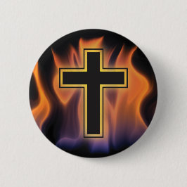 CHAPA REDONDA DE 5 CM ¡CRUZ LLAMEANTE SANTA DEL FUEGO! PODER ESPIRITUAL
