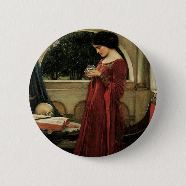 Chapa Redonda De 5 Cm Crystal Ball por John William Waterhouse (Anverso)