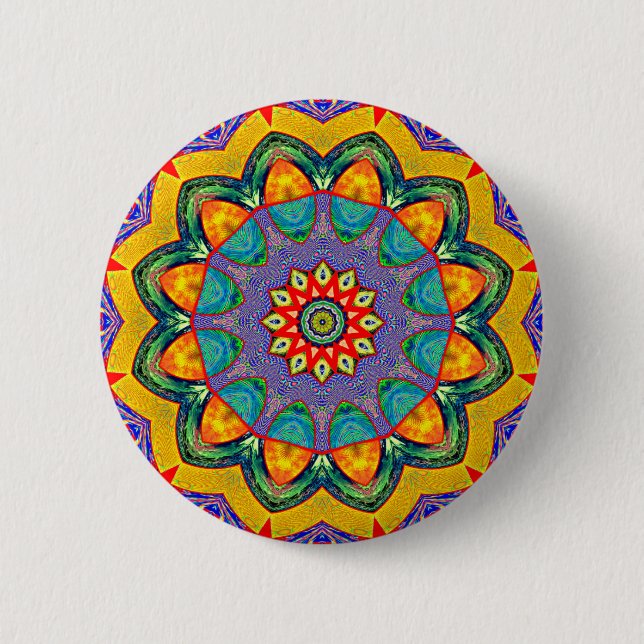 Chapa Redonda De 5 Cm "Crystal Mandala Quilt" (Anverso)