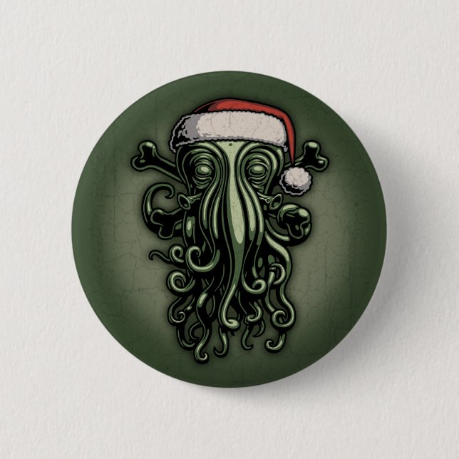 Chapa Redonda De 5 Cm Cthulhu Claus (Anverso)