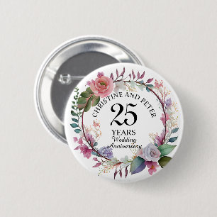 Chapa Redonda De 5 Cm Cualquier Boda elegante aniversario floral