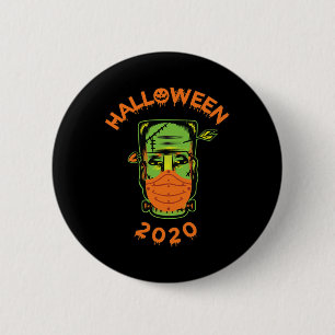 Chapa Redonda De 5 Cm Cuarentena-o-ween frankenstein con colecta de másc