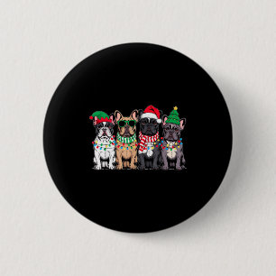 Chapa Redonda De 5 Cm Cuatro perros Bulldog Francés Navidad Divertido Sa