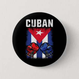 Chapa Redonda De 5 Cm Cuba Boxeo Con Guantes Y Bandera Cubana