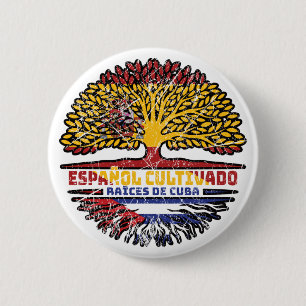 Chapa Redonda De 5 Cm Cuba España Cuba Bandera de árboles españoles