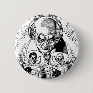 Chapa Redonda De 5 Cm Cubierta cómica de tres linternas verdes, blanco y