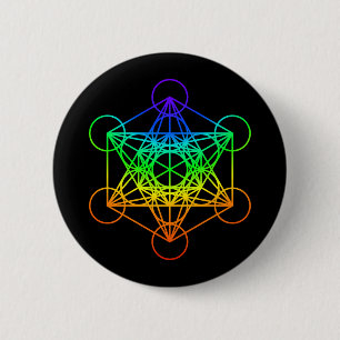 Chapa Redonda De 5 Cm Cubo de Metatron de Geometría Sagrada en colores a