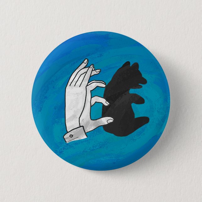 Chapa Redonda De 5 Cm Cubo De Oso Sombra Sobre Azul (Anverso)