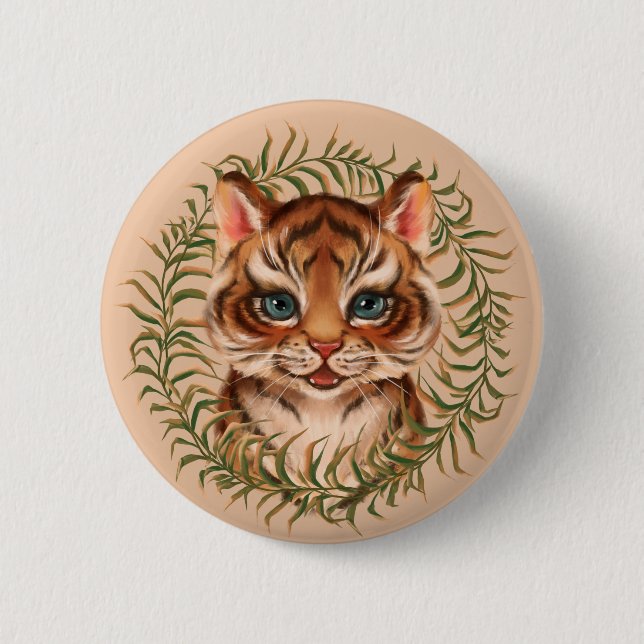 Chapa Redonda De 5 Cm Cubo de tigre (Anverso)