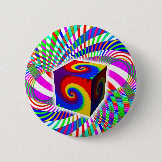 Chapa Redonda De 5 Cm Cubo espiral arcoiris (Anverso)