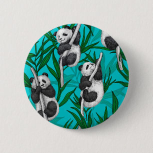 Chapa Redonda De 5 Cm Cubos panda sobre turquesa