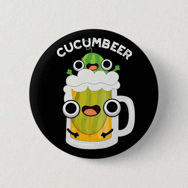 Chapa Redonda De 5 Cm Cucum-beer Funny Beer Pun Dark BG (Anverso)