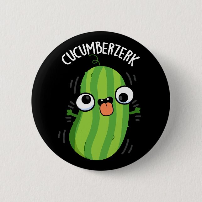 Chapa Redonda De 5 Cm Cucumberzerk Funny Berzerk Cucumber Pun Dark BG (Anverso)