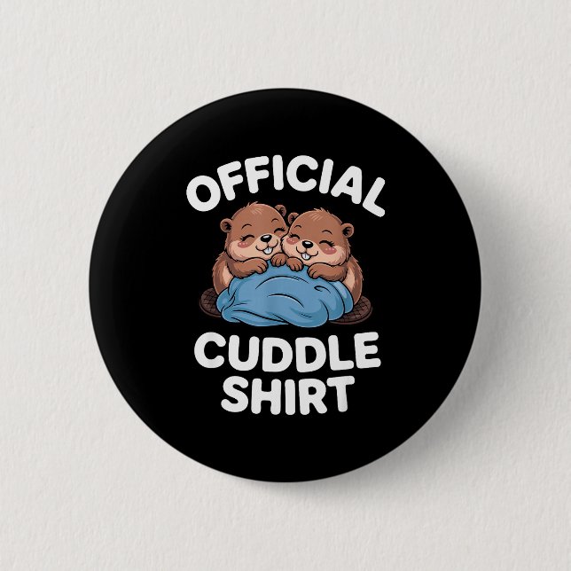 Chapa Redonda De 5 Cm Cuddle Shirt Cute Beavers Snuggling  (Anverso)