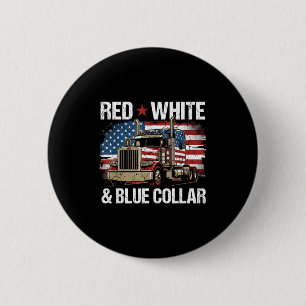 Chapa Redonda De 5 Cm Cuello rojo blanco y azul bandera patriótica de EE