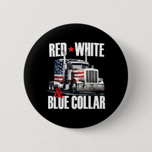 Chapa Redonda De 5 Cm Cuello Rojo Blanco Y Azul Patriótico Camionero Usa