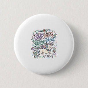 Chapa Redonda De 5 Cm Cuerno Agudo Corazón Suave Unicornio Fondo Blanco