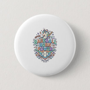 Chapa Redonda De 5 Cm Cuerno de béisbol de unicornio Poder Kawaii Diseño