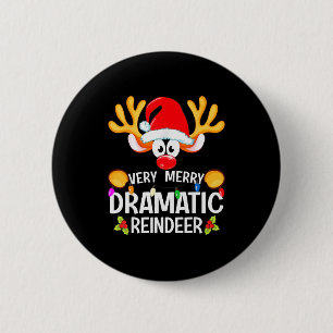 Chapa Redonda De 5 Cm Cuerno de Reno Dramático de Navidad Muy Alegre Coi