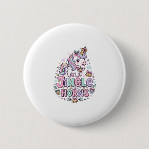 Chapa Redonda De 5 Cm Cuernos de Jingle de Unicornio Ropa Encantadora Gr