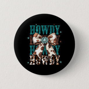 Chapa Redonda De 5 Cm Cuero de vaca turquesa retro Howdy vaquera lazo pa