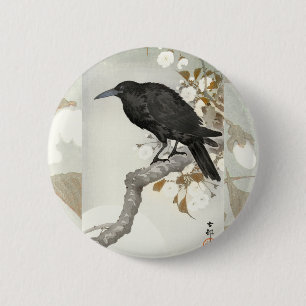Chapa Redonda De 5 Cm Cuervo Cuervo Japonés Koson Pájaro