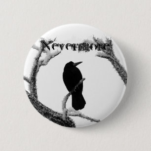 Chapa Redonda De 5 Cm Cuervo Edgar Allan Poe del invierno de B&W nunca