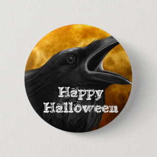Chapa Redonda De 5 Cm Cuervo negro de Halloween