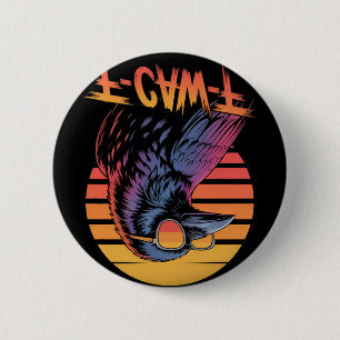 Chapa Redonda De 5 Cm Cuervo negro pájaro negro vintage gótico humor adu
