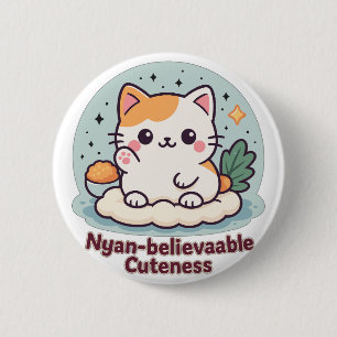 Chapa Redonda De 5 Cm Cuidad nyan-creíble - Gato kawaii lindo