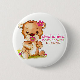 Chapa Redonda De 5 Cm Cuidada acuarela Bear Chica Baby Shower