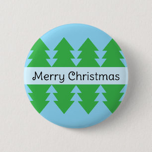 Chapa Redonda De 5 Cm Cuidada Feliz Navidad Diseño de Árbol Simple Azul