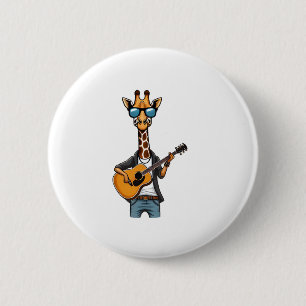 Chapa Redonda De 5 Cm Cuidada jirafa tocando guitarra jirafas músico Mus